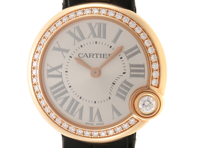 Cartier　カルティエ　時計　バロンブルー・ダイヤベゼル　WJBL0005　PG×アリゲーターレザー　クォーツ　2143700143283　【437】