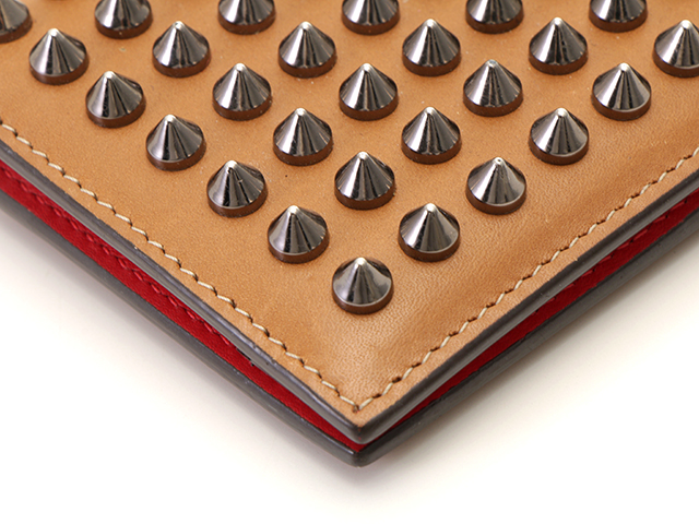 Christian Louboutin C・ルブタン スタッズカードケース ブラウン