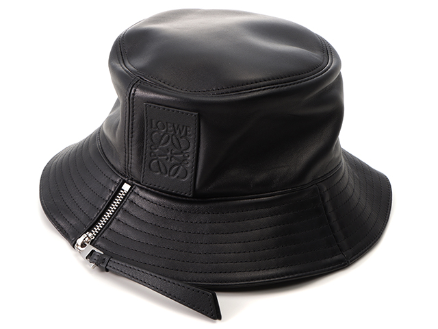 LOEWE ロエベ 帽子 フィッシャーマンハット サイズ 57 ブラック レザー 
