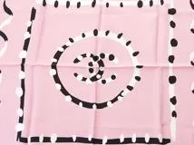 CHANEL シャネル スカーフ ピンク ブラック ホワイト シルク ...