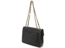CHANEL　シャネル　デカマトラッセ　チェーンショルダー　ブラック/ＧＰ　ラムスキン【432】2143700171477