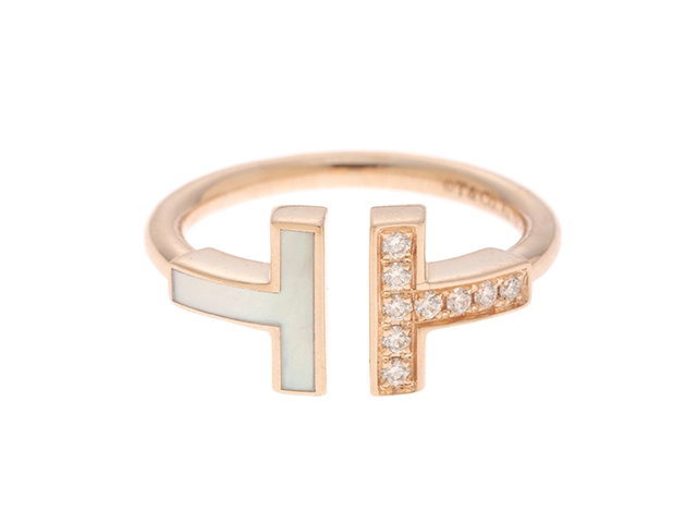 TIFFANY＆CO ティファニー Ｔワイヤー リング K18ピンクゴールド 白蝶