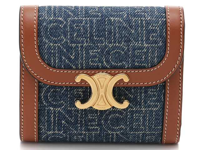 CELINE セリーヌ 財布 トリオンフ スモールウォレット ネイビー