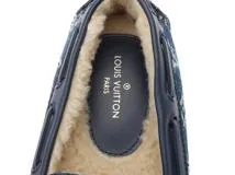 LOUIS VUITTON　ルイヴィトン　LVドライビングシューズ　メンズ7ハーフ　ブルー　デニム/ボア　2143700177936　【200】