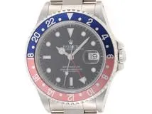 U番1999年並行品 ROLEX ロレックス 腕時計 GMTマスターI 16700 ブラック文字盤 ブルー/レッドベゼル オイスタースチール 自動巻き オンリースイス【472】SJ