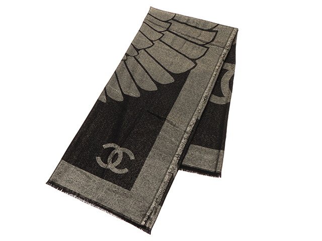 CHANEL シャネル 小物 大半ストール ブラック・ゴールド