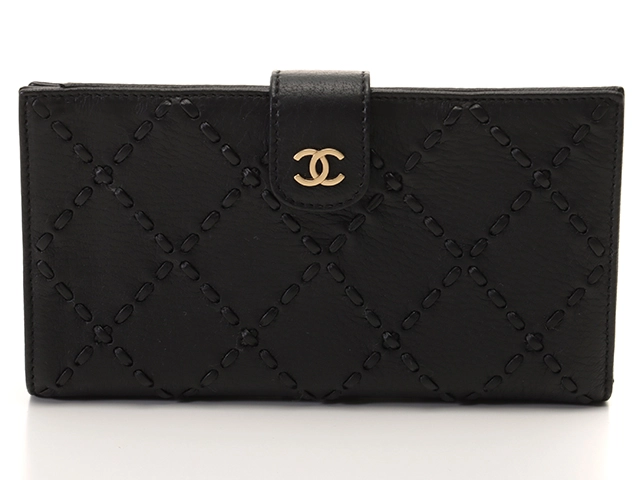 CHANEL シャネル ワイルドステッチ 二つ折がま口長財布 ブラック/GP 【431】2143700188857 の購入なら「質」の大黒屋（公式）