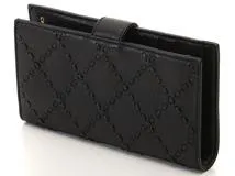 CHANEL　ブラック　 二つ折り財布　長財布　ワイルドステッチ CHANEL ブラック 二つ折り財布 長財布 ワイルドステッチ