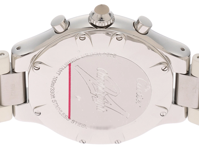 Cartier カルティエ クロノスカフ 240603 ホワイト レディース クォーツ SS ラバー 【436】 2143700189403