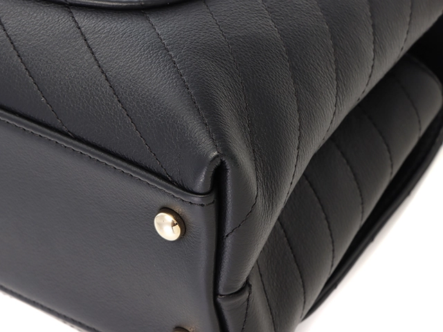 CHANEL シャネル Vステッチ トップハンドルフラップバッグ A57147 ブラック/GP レザー 【460】2143700191284