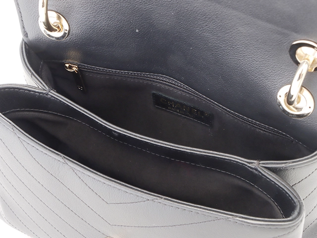 CHANEL シャネル Vステッチ トップハンドルフラップバッグ A57147 ブラック/GP レザー 【460】2143700191284