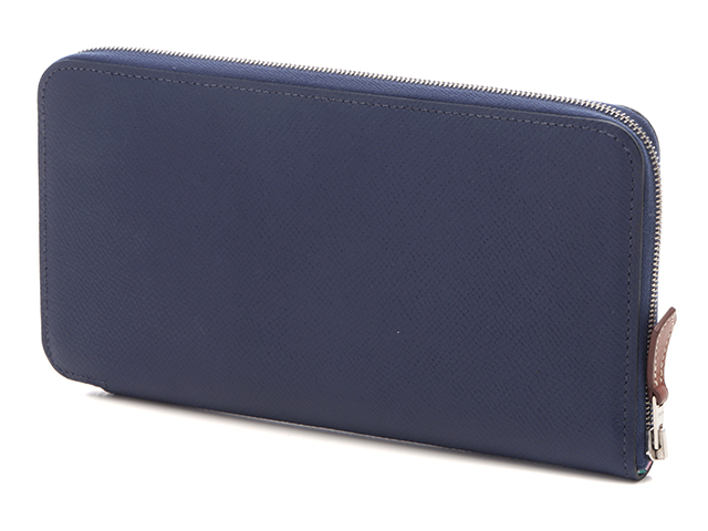 H*O様 【極美品】37-エルメス アザップ シルクイン ヴォーエプソン ブルー HERMES エルメス アザップシルクイン 長財布 ヴォーエプソン