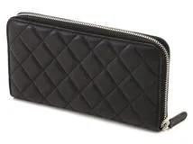 CHANEL シャネル マトラッセ ラウンド長財布 ブラック シルバー金具 ラムスキン 2143700195978 【432】