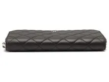CHANEL シャネル マトラッセ ラウンド長財布 ブラック シルバー金具 ラムスキン 2143700195978 【432】