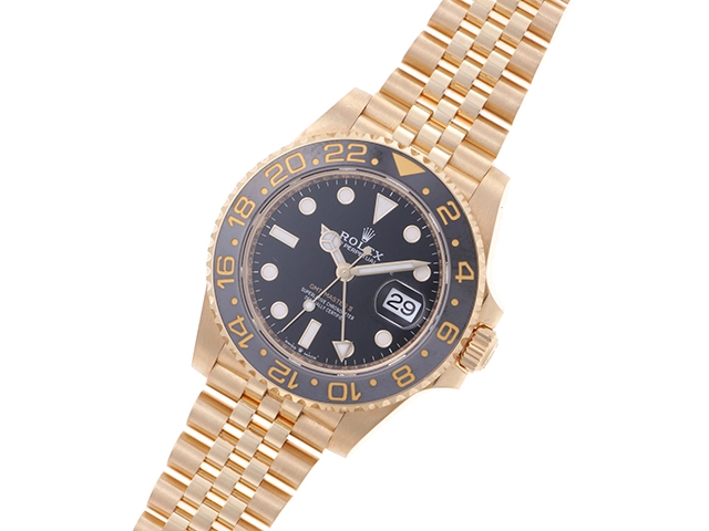 2024年10月正規品 ROLEX ロレックス 腕時計 GMTマスターⅡ 126718GRNR ブラック文字盤 K18イエローゴールド/セラミック グレー/ブラックベゼル 自動巻き【472】SJ