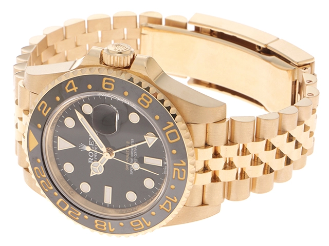 2024年10月正規品 ROLEX ロレックス 腕時計 GMTマスターⅡ 126718GRNR ブラック文字盤 K18イエローゴールド/セラミック グレー/ブラックベゼル 自動巻き【472】SJ