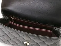 CHANEL シャネル トップハンドル フラップ バッグ 2WAYハンドバッグ ブラック SV シルバー金具 キャビア リザード 2143700198368【200】