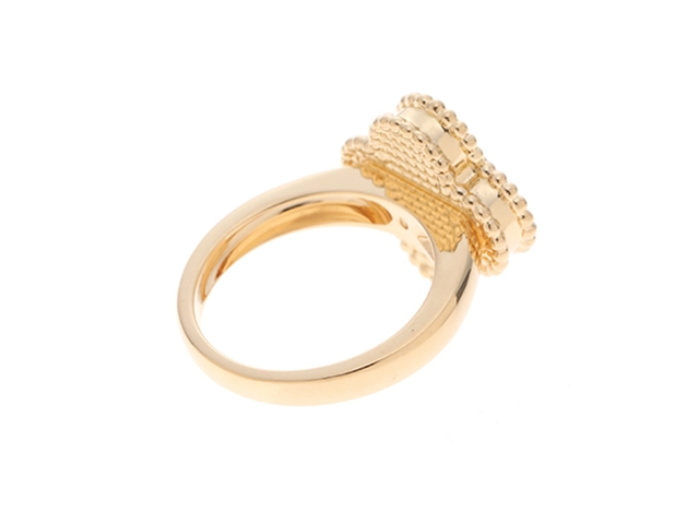 Van Cleef & Arpels ヴァンクリーフ&アーペル ヴィンテージアルハンブラ リング 49号 VCARD40900 K18イエローゴールド/タイガーズアイ/ダイヤモンド 【472】SJ