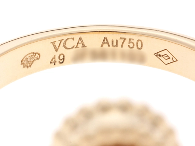 Van Cleef & Arpels ヴァンクリーフ&アーペル ヴィンテージアルハンブラ リング 49号 VCARD40900 K18イエローゴールド/タイガーズアイ/ダイヤモンド 【472】SJ