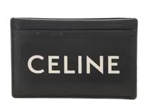 CELINE　セリーヌ　ロゴプリント　カードケース　ブラック　レザー　2143700198719【432】