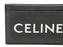 CELINE　セリーヌ　ロゴプリント　カードケース　ブラック　レザー　2143700198719【432】
