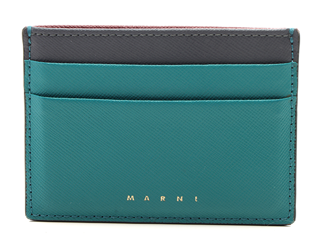 MARNI マルニ カードケース ターコイズ グレー ボルドー レザー MARNI マルニ カードケース ターコイズ グレー ボルドー レザー