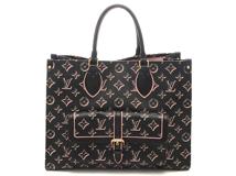LOUIS VUITTON ルイヴィトン トートバッグ オンザゴーMM モノグラム・フォールフォーユー ノワール/ピンク M46154 2022AW【472】YY