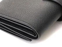 HERMES　エルメス　小物　三つ折り財布　ベアン　コンビネタッチ　ブラック・SV金具　ヴォーエプソン・アリゲーター　D刻印・2019年頃製造　箱付き　【472】HA