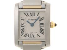 Cartier　カルティエ　タンクフランセーズSM　W51007Q4　ステンレス　ホワイト文字盤　女性用クオーツ時計【473】