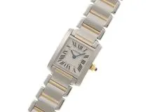 Cartier　カルティエ　タンクフランセーズSM　W51007Q4　ステンレス　ホワイト文字盤　女性用クオーツ時計【473】