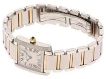 Cartier　カルティエ　タンクフランセーズSM　W51007Q4　ステンレス　ホワイト文字盤　女性用クオーツ時計【473】