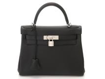 HERMES　エルメス　ケリー２８　トゴ　ブラック　SV　内縫い　C刻印（2018年頃）　2143700201891【432】