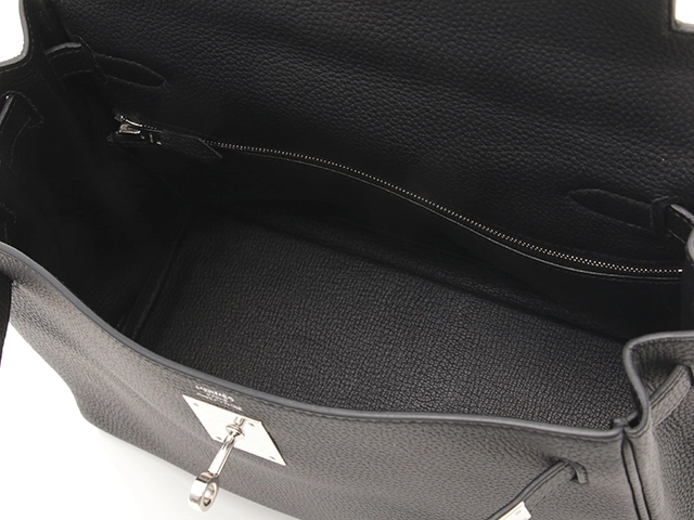 HERMES　エルメス　ケリー２８　トゴ　ブラック　SV　内縫い　C刻印（2018年頃）　2143700201891【432】