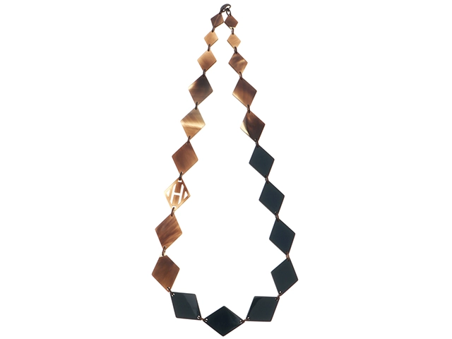 HERMES エルメス ディーヴァ ネックレス ブルーグリーン/ブラウン バッファローホーン 2143700202430 【432】