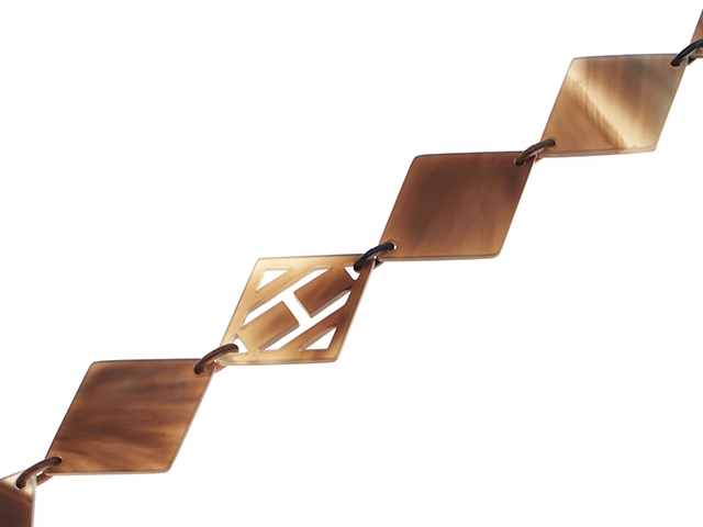 HERMES エルメス ディーヴァ ネックレス ブルーグリーン/ブラウン バッファローホーン 2143700202430 【432】