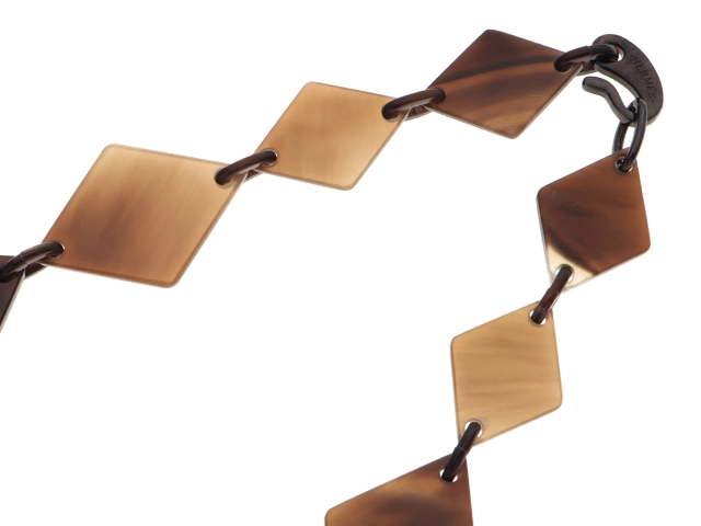 HERMES エルメス ディーヴァ ネックレス ブルーグリーン/ブラウン バッファローホーン 2143700202430 【432】