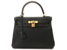 HERMES　エルメス　ケリー28　ブラック/GP　トゴ　内縫い　2143700203673【207】