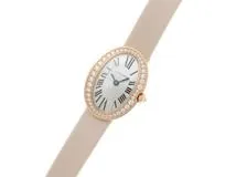 CARTIER　カルティエ　ミニベニュワール・ダイヤベゼル　クォーツ　レディース　PG/革　シルバー/Dベゼル　WJBA0025　【432】　【2143700203987】