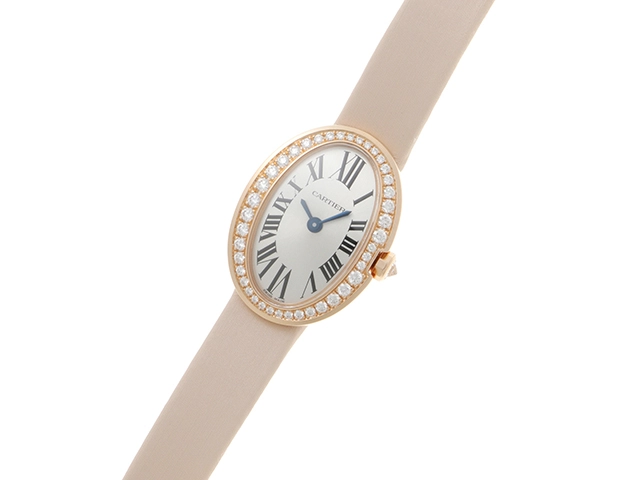 CARTIER　カルティエ　ミニベニュワール・ダイヤベゼル　クォーツ　レディース　PG/革　シルバー/Dベゼル　WJBA0025　【432】　【2143700203987】