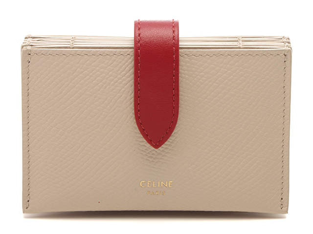 CELINE セリーヌ アコーディオンカードホルダー ベージュ／レッド  