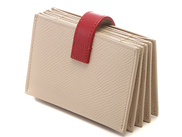 CELINE セリーヌ アコーディオンカードホルダー ベージュ／レッド  