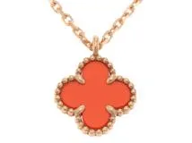 Van Cleef & Arpels　ヴァン クリーフ&アーペル　スウィートアルハンブラ　ネックレス　K18ピンクゴールド　カーネリアン　約2.9g　　433