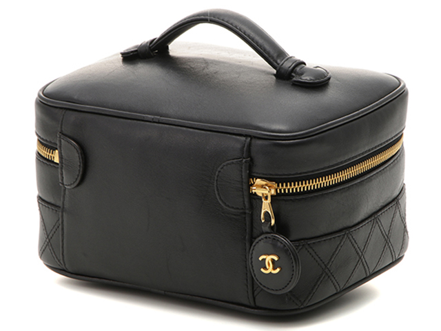 美品　シャネル　ビコローレ　バニティバッグ　ブラック CHANEL シャネル バニティバッグ ビコローレ レザー ブラック