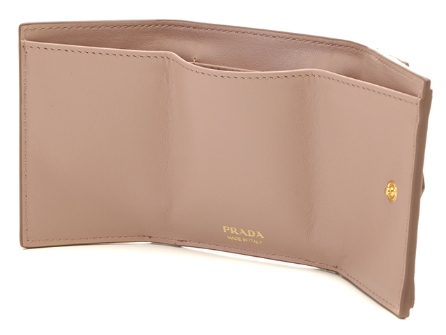 PRADA プラダ 三つ折財布 ベージュ レザー 1MH021 【436 PRADA プラダ 三つ折財布 ベージュ レザー 1MH021 【436