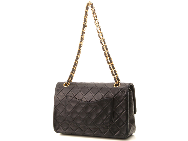 CHANEL マトラッセ ダブルフラップ ラムスキン ブラック ゴールド金具 CHANEL シャネル マトラッセ ダブルフラップ チェーンショルダー