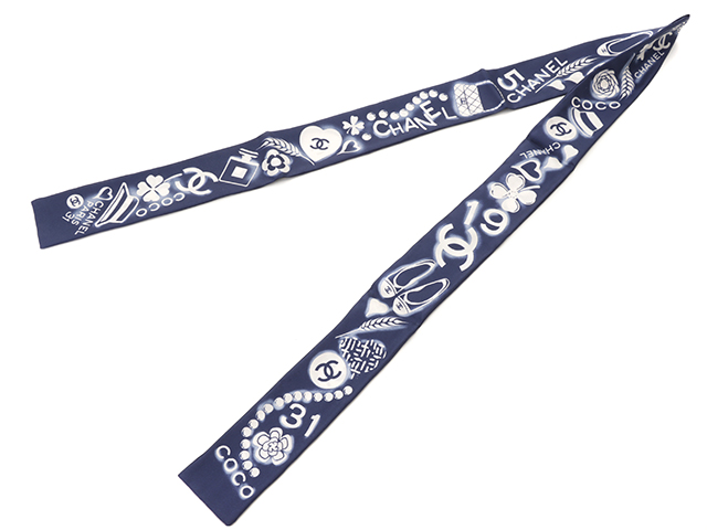 正規品 シャネル ヘアーバンド 紺×シルバーサイズは幅約23cm