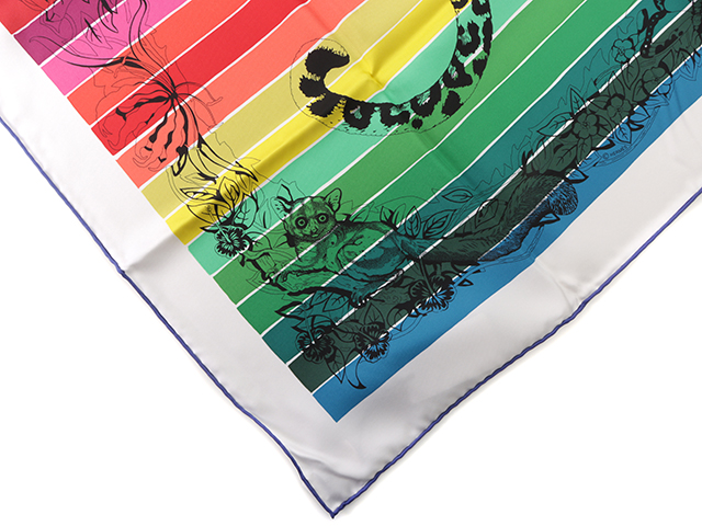 HERMES エルメス カレ90 JUNGLE LOVE RAINBOW ローズ ヴェール