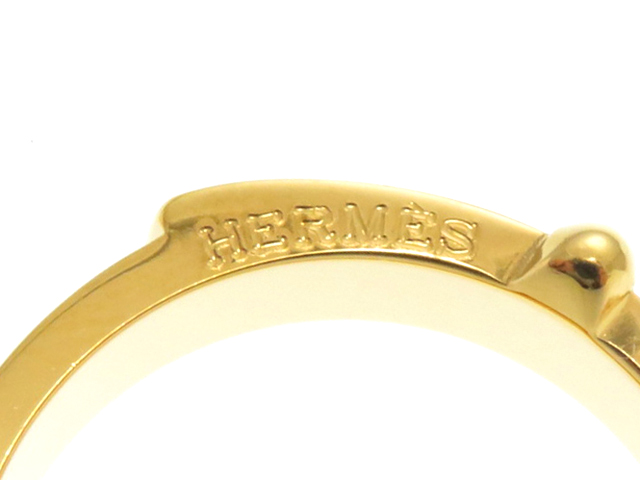 毎回完売【送料無料】 美品 HERMES ゴールド ベルトモチーフ リング スカーフ エルメス リング