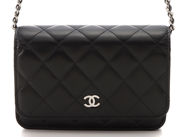 CHANEL　シャネル　ミニマトラッセ　チェーンウォレット　ラムスキン　ブラック／ＳＶ（シルバー金具）　チェーンショルダー　【471】