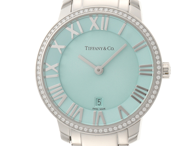 TIFFANY＆CO ティファニー　アトラス 2-ハンド 31mm ダイヤベゼル　63452858　ティファニーブルー文字盤　SS　ステンレス　 クオーツ　日付表示　現行モデル　レディースウォッチ　時計【204】